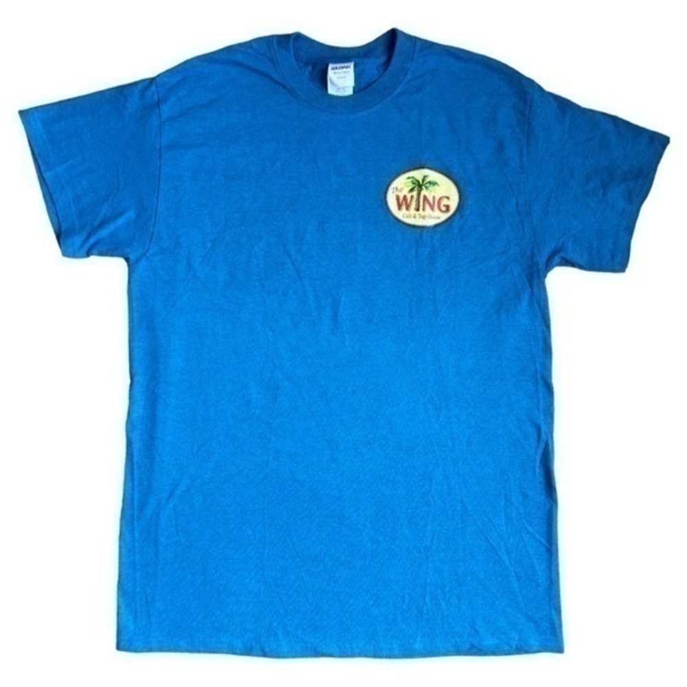 Gildan,size M T-shirt,blue If I ever go missing I want my photo on a beer bottle